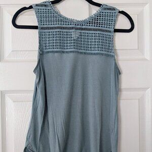 H&M Tank Top, Textured/Patterned, Teal/Light Blue, Size XS